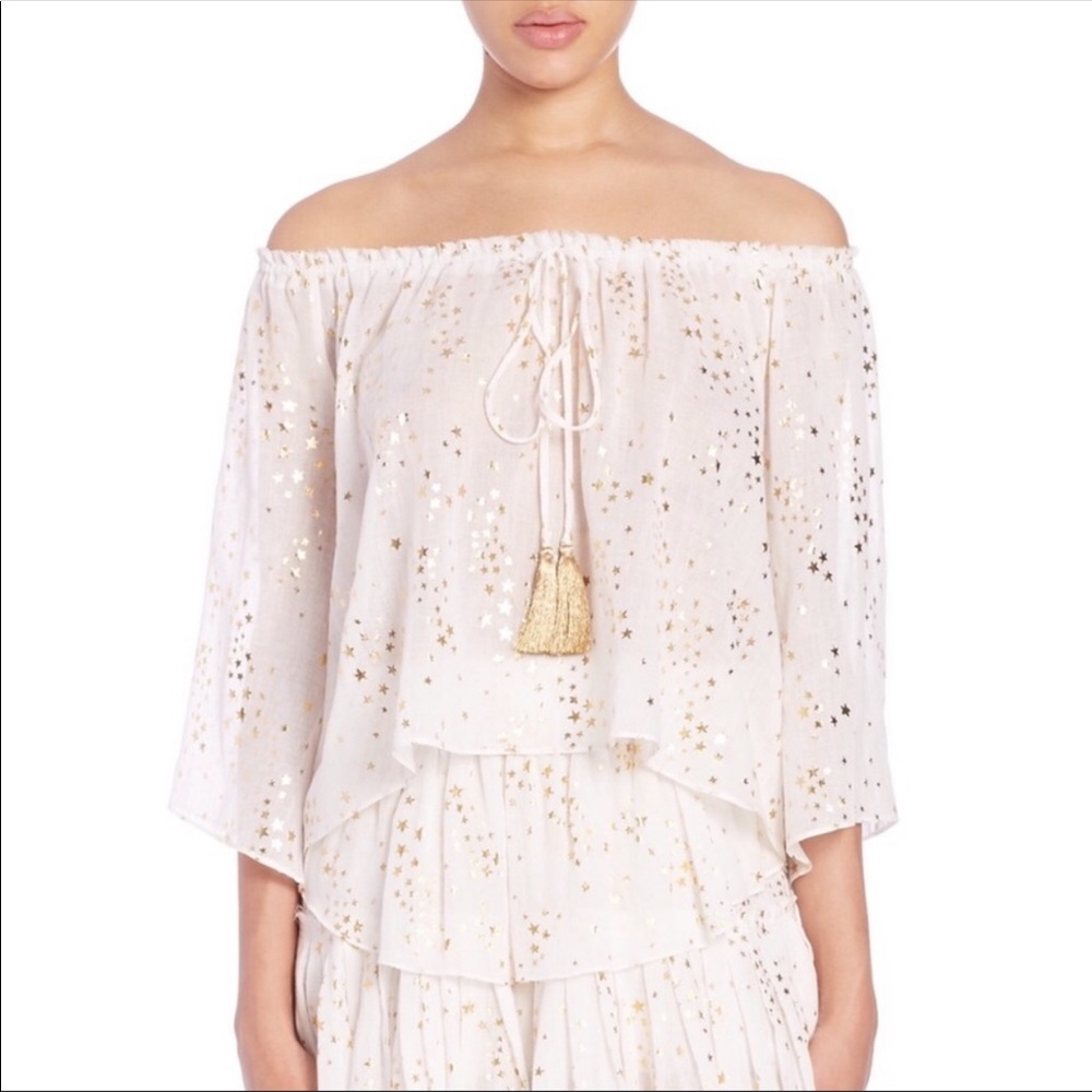 Love Shack Fancy White Gold Star Tassel Top